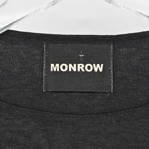 MONROW Jacket Womens Size M Black Linen‎ Moto Asymmetrical Zip Front Rocker Chic - Picture 7 of 12